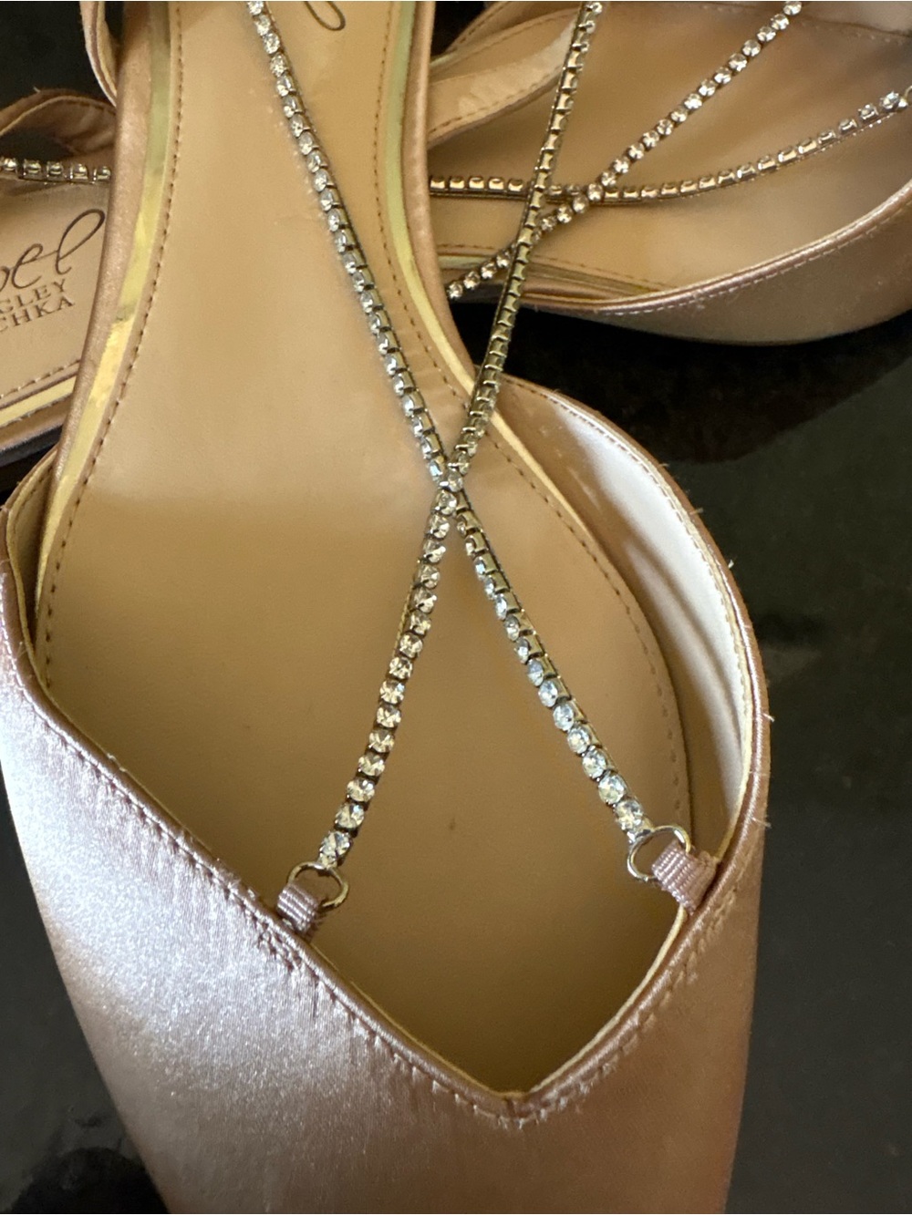 Jewel by Badgley Mischka Alanna Ballet Flats Crystal Strap Champagne NWOT 10M - Picture 5 of 13